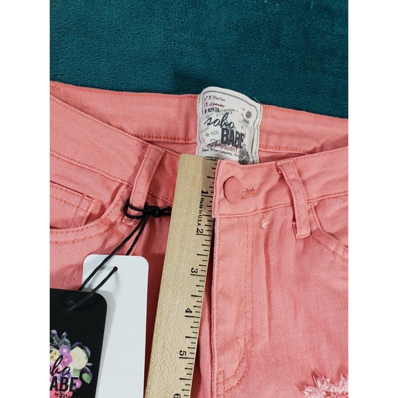Soho Babe Jeans Sz 1 Womens Pink Mid Rise Skinny Distressed Stretch Ladies NWT - Picture 8 of 13